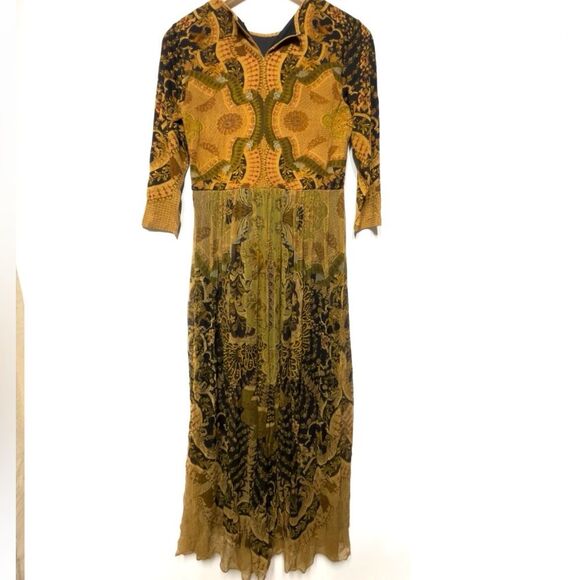 Label Ritu Kumar Gold Full Sleeves Long Fairy Dress M - Picture 7 of 12